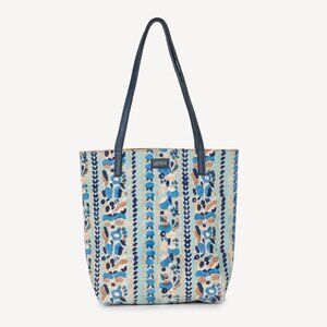 Blue Floral Block Printed Tote Bag NWT